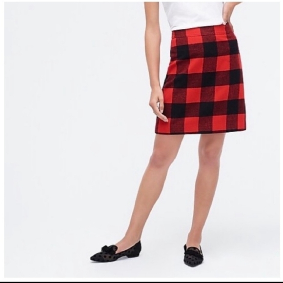 J. Crew Check Skirt Size 4, Red/Black - Picture 1 of 10
